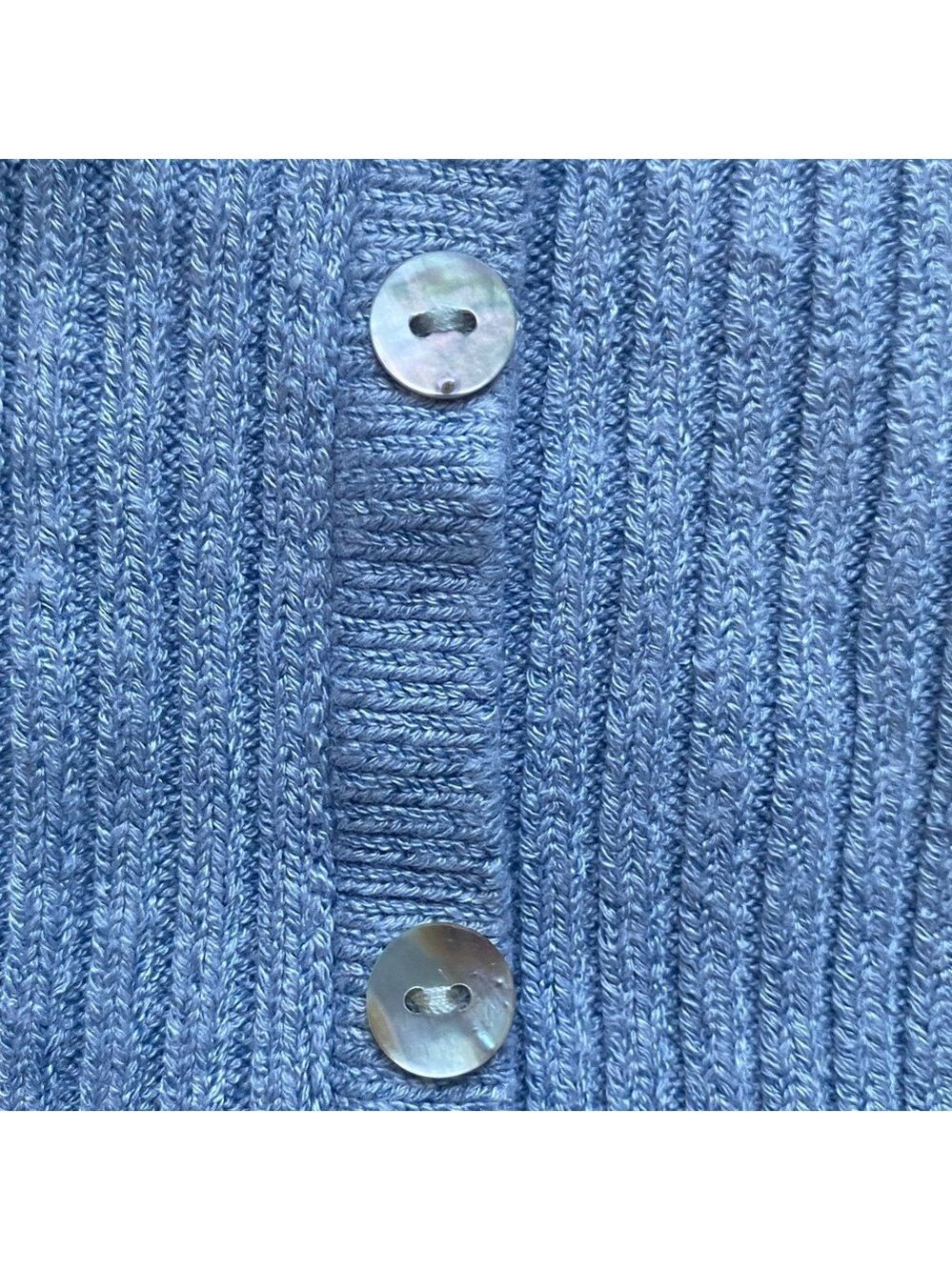 Debut Blue Ribbed Button Front Sweater Size Small/Medium - Picture 5 of 8